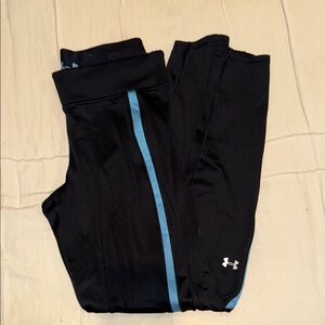 Under Armour Black Leggings with Blue Stripe